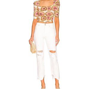 Free People Tapered Baggy Boyfriend in Chalk White Size 24 NWT